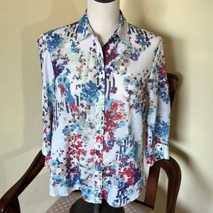 Coldwater Creek Petite Small Floral Fitted Blouse